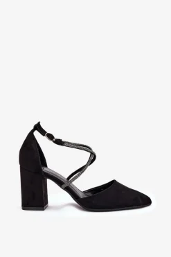 Online Boto Czółenka Ze Szpiczastymi Noskami I Zdobionymi Paseczkami Na Słupku Czarne Verithas