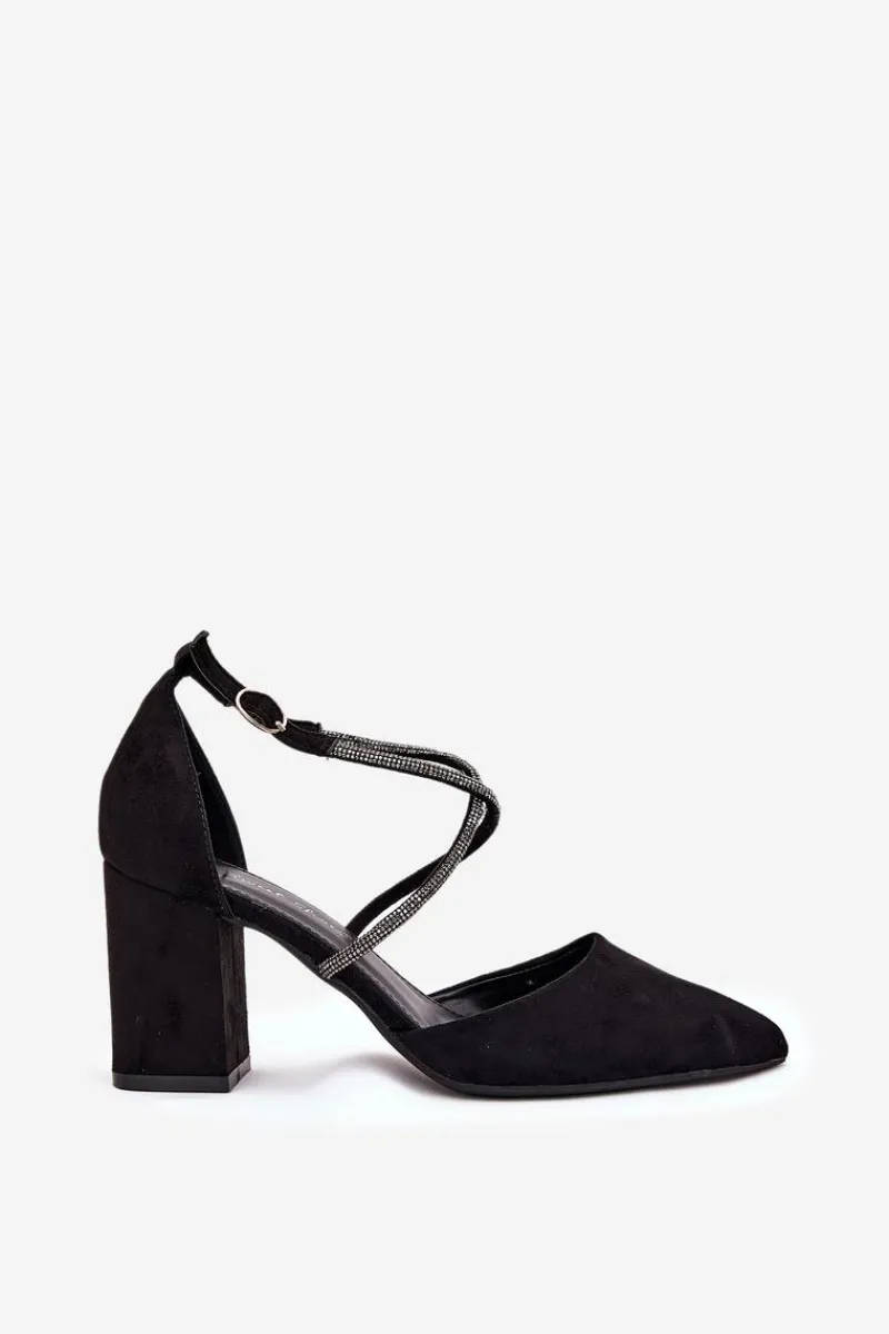 Online Boto Czółenka Ze Szpiczastymi Noskami I Zdobionymi Paseczkami Na Słupku Czarne Verithas