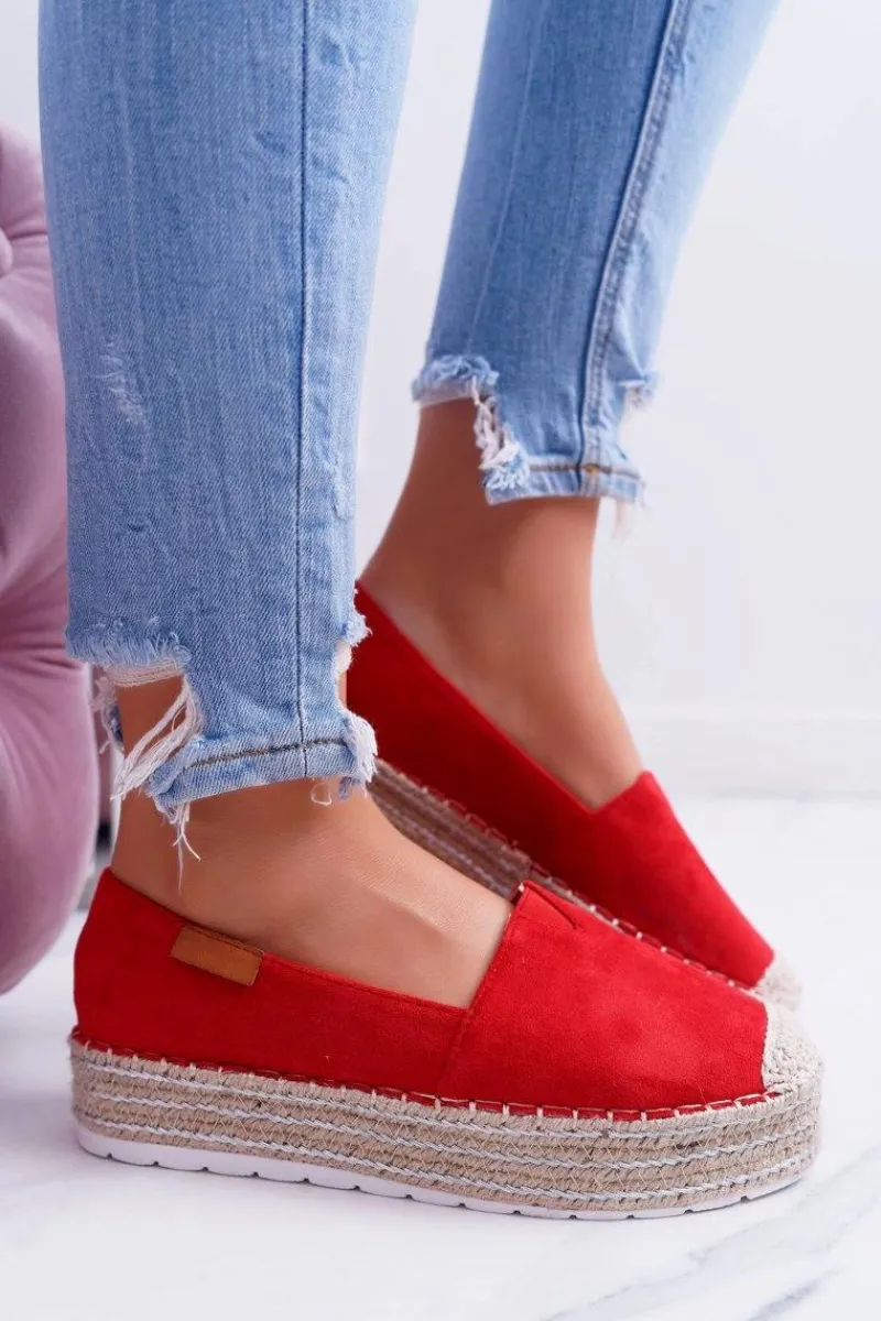 Czarne Espadryle>Boto Czerwone Wsuwane Zamszowe Espadryle Mariako