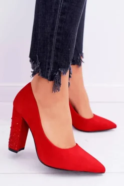 Outlet Boto Czerwone Zamszowe Czółenka Razor