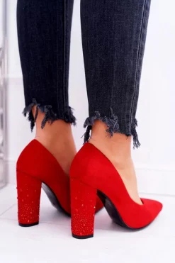 Outlet Boto Czerwone Zamszowe Czółenka Razor