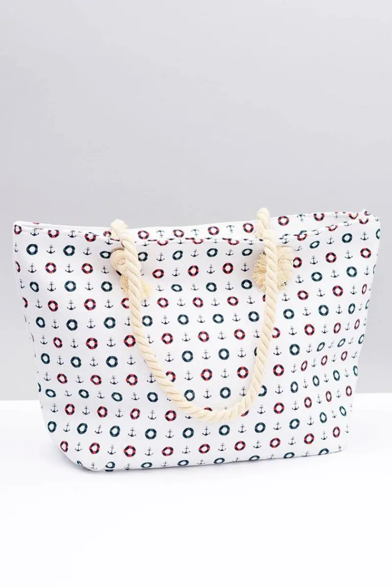 Torebki Plażowe>Boto Damska Biała Duża Marynarska Torebka Plażowa