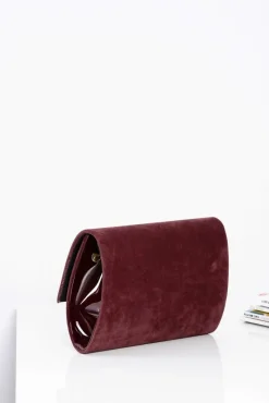 Clearance Damska Bordowa Zamszowa Elegancka Kopertówka Kopertówki