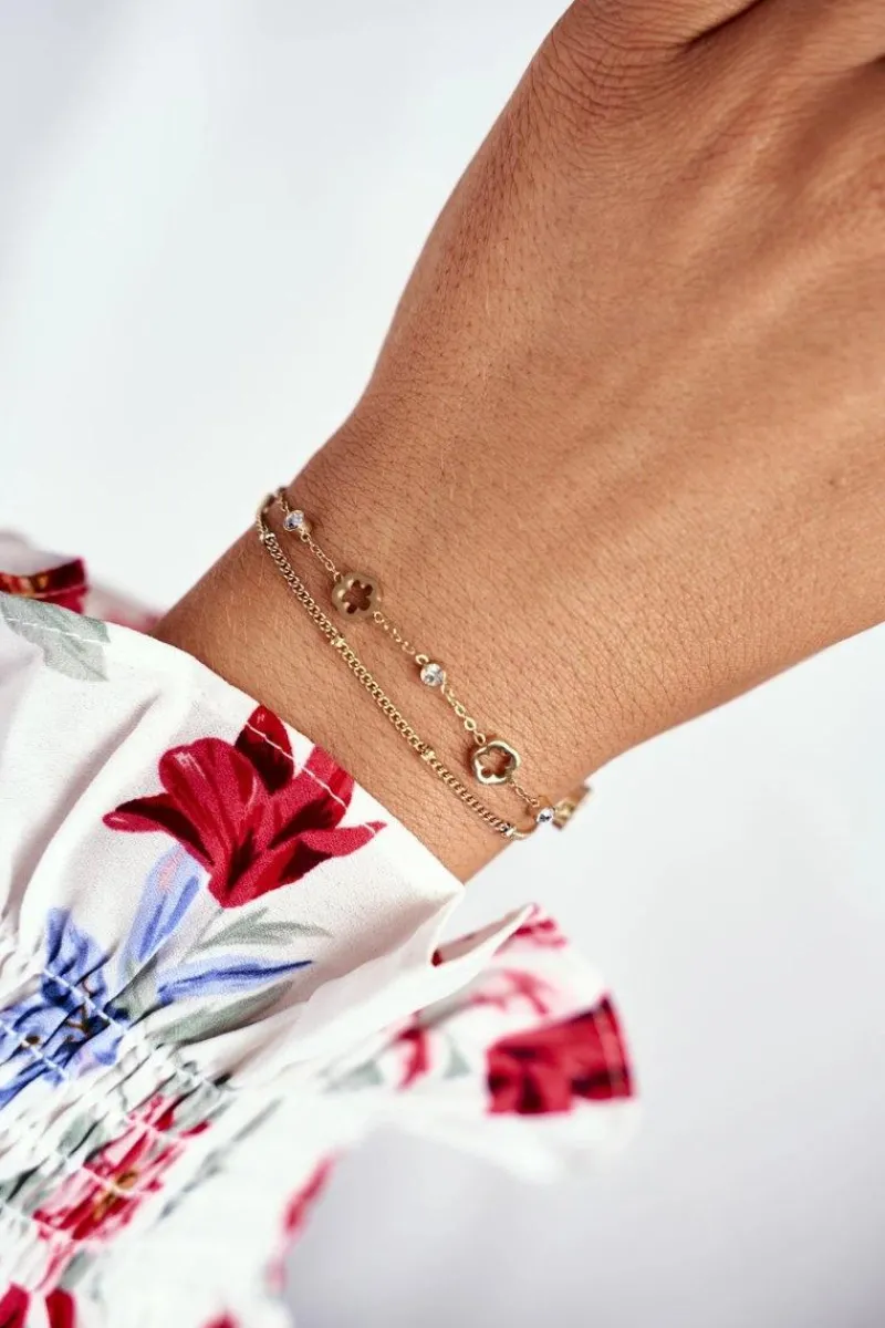 Bransoletki>Glam Chic Damska Bransoleta Celebrytka Złota Koniczynka