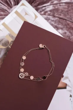 New Glam Chic Damska Bransoleta Celebrytka Różowe Złoto Drzewo Życia