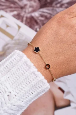 Clearance Glam Chic Damska Bransoleta Celebrytka Złota Koniczynka