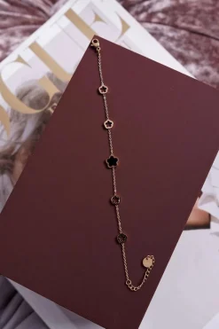 Clearance Glam Chic Damska Bransoleta Celebrytka Złota Koniczynka