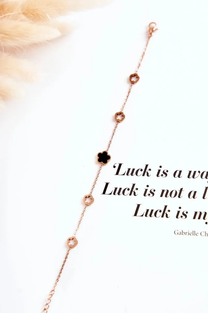 Bransoletki>Glam Chic Damska Bransoleta Celebrytka Różowe Złoto Koniczynka