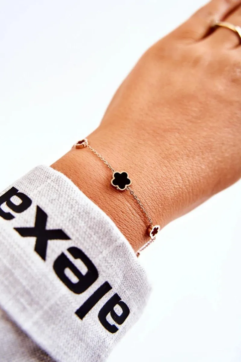 Bransoletki>Glam Chic Damska Bransoleta Celebrytka Różowe Złoto Koniczynka