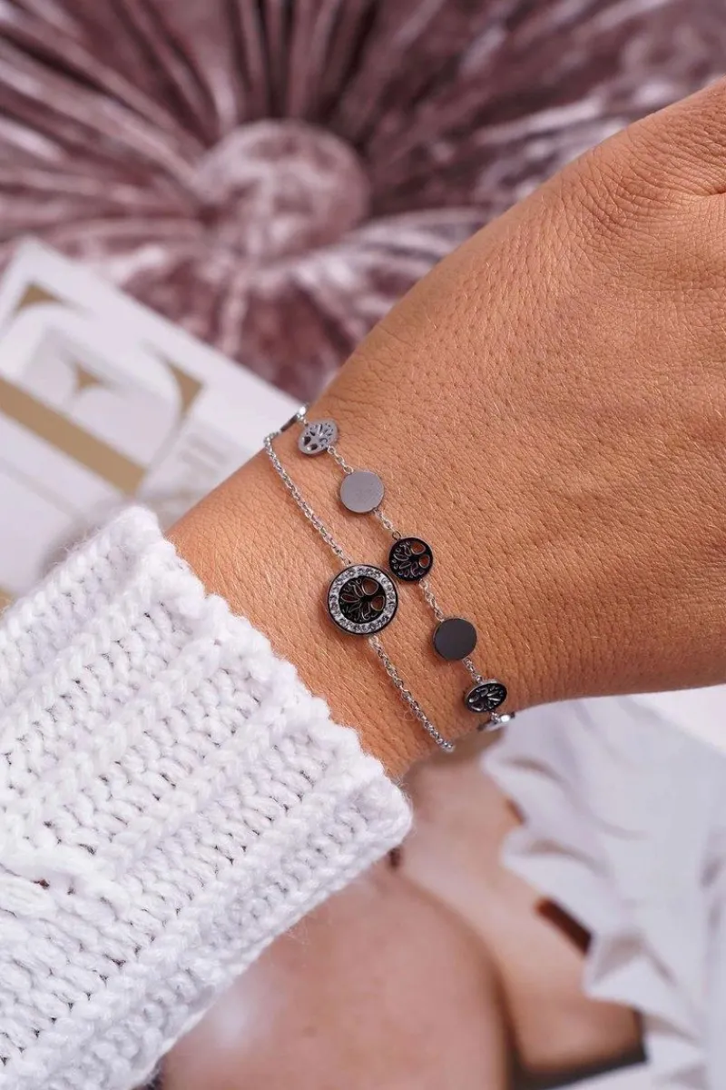 Bransoletki>Glam Chic Damska Bransoleta Celebrytka Srebrna Drzewo Życia