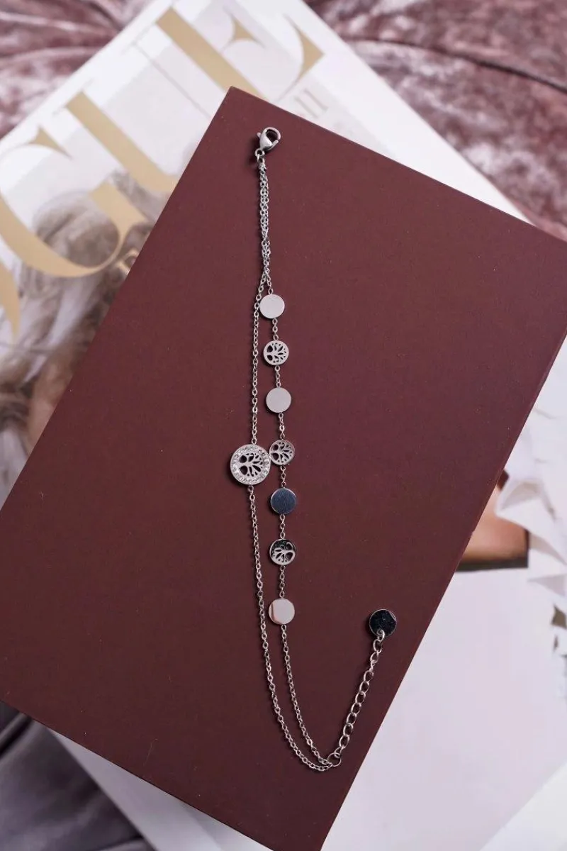 Bransoletki>Glam Chic Damska Bransoleta Celebrytka Srebrna Drzewo Życia