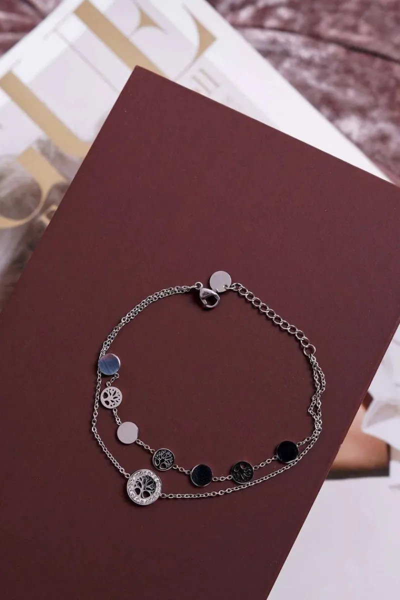 Bransoletki>Glam Chic Damska Bransoleta Celebrytka Srebrna Drzewo Życia