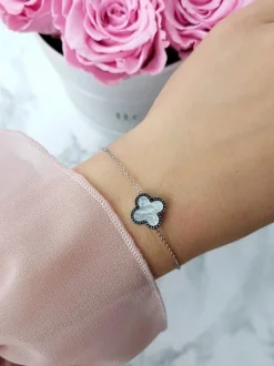 Best Boto Damska Bransoleta Na Łańcuszku Kwiatek Srebrna Selene