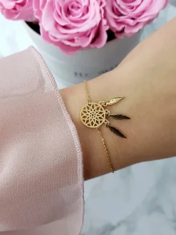 Best Boto Damska Bransoleta Na Łańcuszku Łapacz Snów Złota Melody