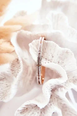 Sale Glam Chic Damska Bransoleta Stalowa Z Cyrkoniami Różowe Złoto Klar