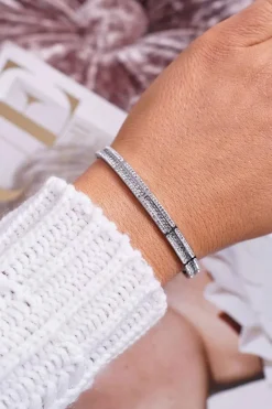 Bransoletki>Glam Chic Damska Bransoleta Stalowa Z Cyrkoniami Srebrna Klar