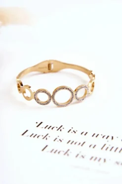 Best Damska Bransoleta Stalowa Z Cyrkoniami Złoto Faith Bransoletki