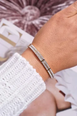 Hot Damska Bransoleta Stalowa Z Cyrkoniami Złota Klar Bransoletki