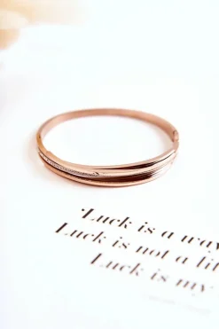 Clearance Damska Bransoleta Stalowa Z Cyrkoniami Różowe Złoto Myrens Bransoletki