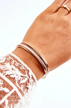 Clearance Damska Bransoleta Stalowa Z Cyrkoniami Różowe Złoto Myrens Bransoletki