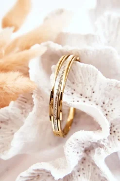 Online Damska Bransoleta Stalowa Z Cyrkoniami Złota Myrens Bransoletki