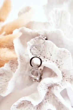 Bransoletki>Glam Chic Damska Bransoleta Stalowa Z Cyrkoniami Srebrna Faith