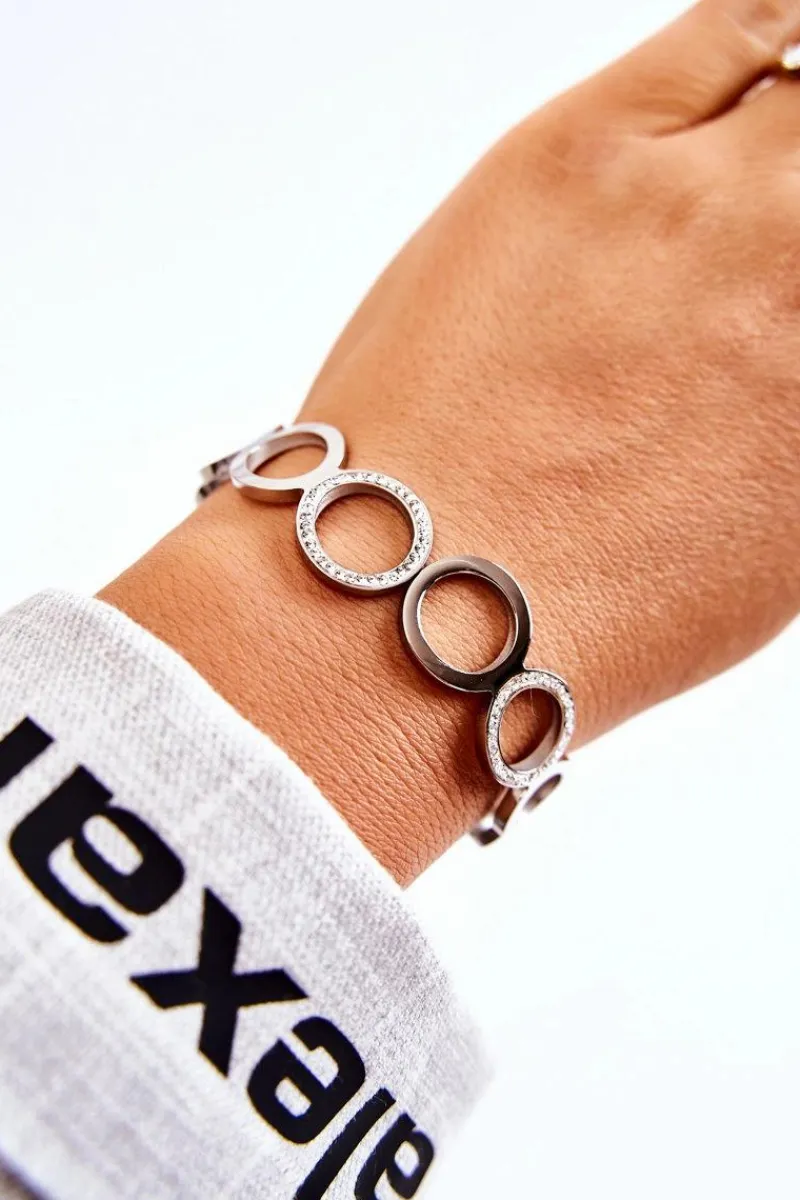 Bransoletki>Glam Chic Damska Bransoleta Stalowa Z Cyrkoniami Srebrna Faith