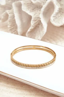 Discount Glam Chic Damska Bransoleta Z Cyrkoniami Stal Nierdzewna Złota