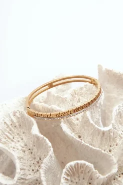 Discount Glam Chic Damska Bransoleta Z Cyrkoniami Stal Nierdzewna Złota