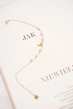 Best Boto Damska Bransoletka Celebrytka Złota Księżyc Różowe Cyrkonie Chloë