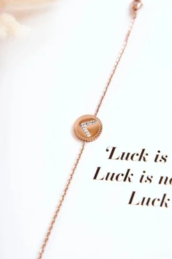 Bransoletki>Boto Damska Bransoletka Celebrytka Z Ozdobą I Cyrkoniami Różowe Złoto Różowy