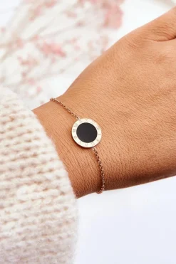 Best Boto Damska Bransoletka Celebrytka Czarne Koło Różowe Złoto