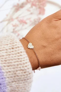 Hot Damska Bransoletka Celebrytka 3 Serca Różowe Złoto Bransoletki