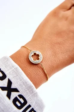 Sale Boto Damska Bransoletka Celebrytka Kwiat I Cyrkonie Złota