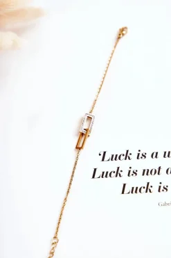 Outlet Damska Bransoletka Celebrytka Stalowa Z Cyrkoniami Złota Bransoletki