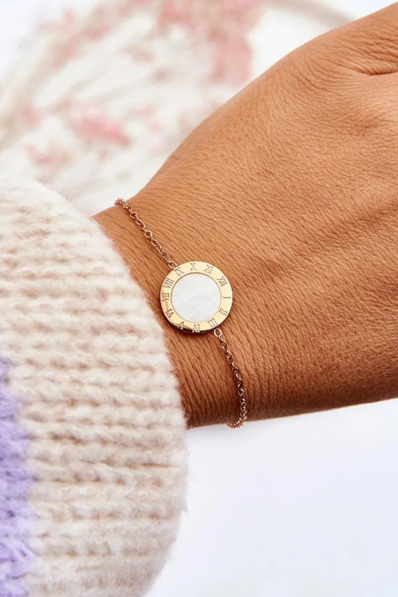 Hot Damska Bransoletka Celebrytka Białe Koło Różowe Złoto Bransoletki