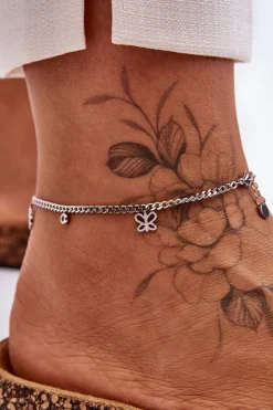 Online Glam Chic Damska Bransoletka Pancerka Na Nogę Srebrna