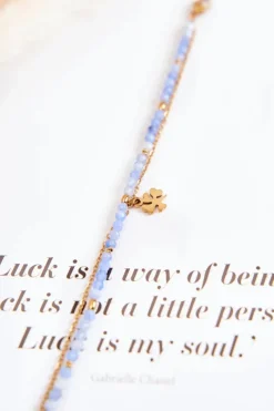 Best Glam Chic Damska Bransoletka Z Koralikami Niebiesko-Złota