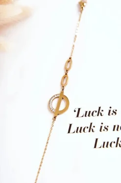 Best Glam Chic Damska Bransoletka Z Ozdobą I Cyrkoniami Złota