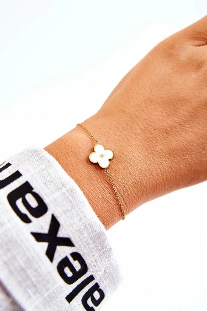 Bransoletki>Glam Chic Damska Bransoletka Z Ozdobą Biało-Złota