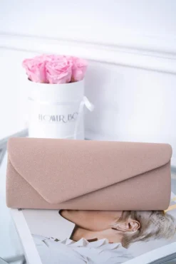 Discount Damska Brokatowa Torebka Różowa Kopertówka Kopertówki