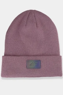 Discount 4F Damska Czapka Zimowa Z Logo AW23ACAPF301-53S Ciemnoróżowa