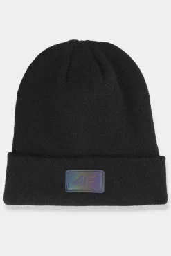 Sale Damska Czapka Zimowa Z Logo AW23ACAPF301-20S Czarna Okrycia Głowy