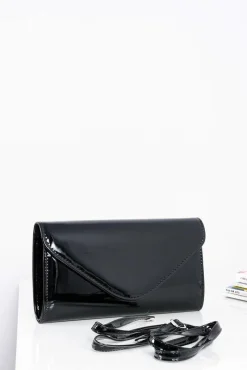 Discount Boto Damska Czarna Lakierowana Torebka do Ręki Kopertówka