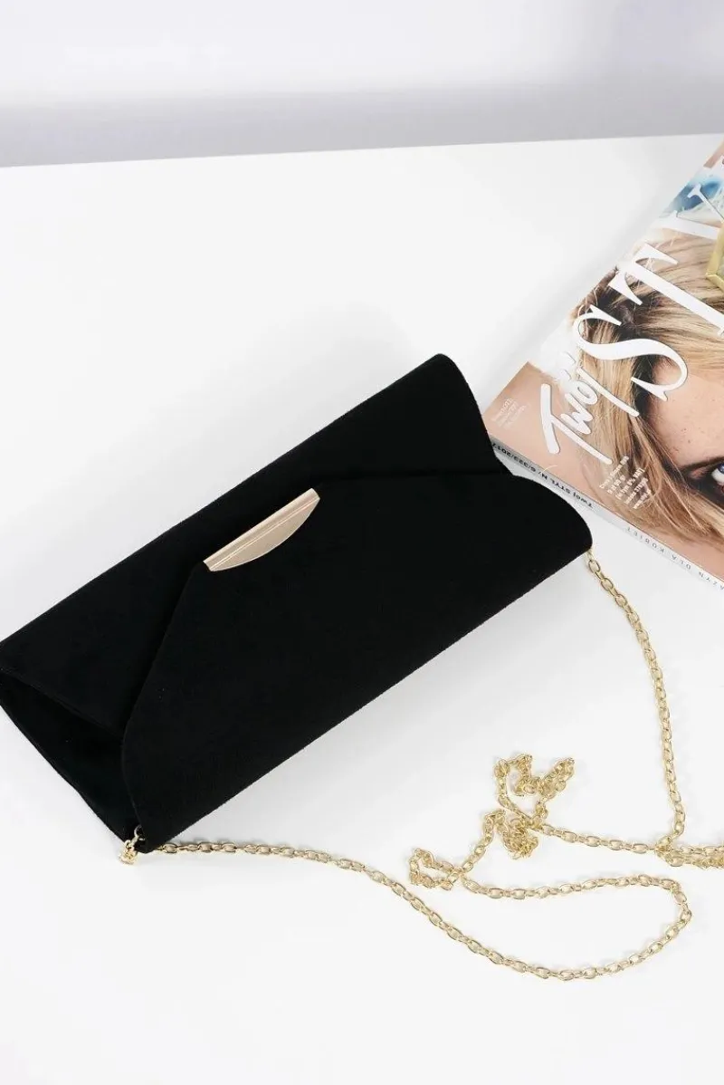 Discount Damska Czarna Zamszowa Kopertówka Kopertówki