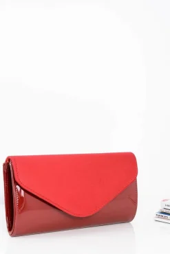 Kopertówki>Boto Damska Czerwona Zamszowa Kopertówka Łańcuszek
