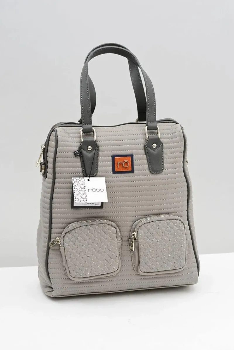 Damska Duża Pikowana Szara Torba Torebki Nobo