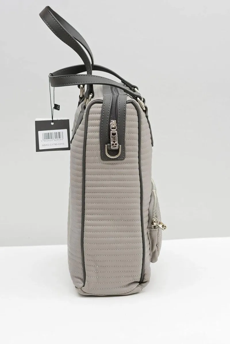 Damska Duża Pikowana Szara Torba Torebki Nobo