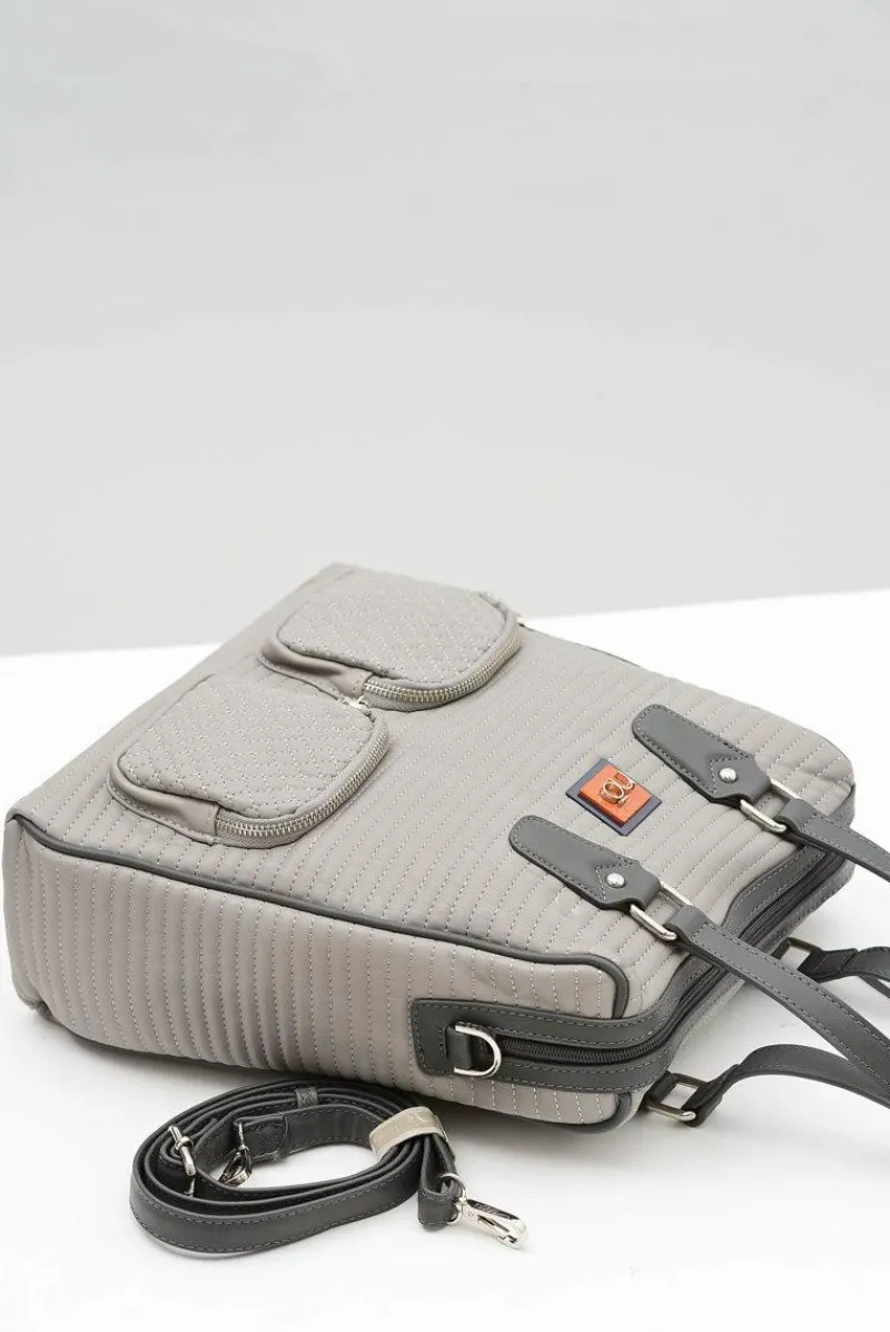 Damska Duża Pikowana Szara Torba Torebki Nobo