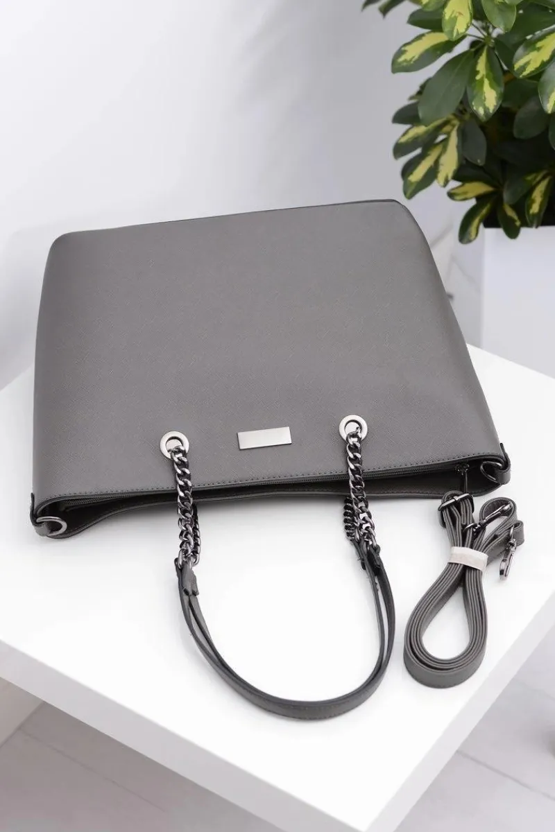 Torebki Klasyczne>Boto Damska Duża Szara Klasyczna Torebka